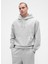 Erkek Gri Heavyweight Oversized Logo Kapüşonlu Sweatshirt 1