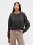 Kadın Koyu Gri Heavyweight Fransız Havlu Kumaş Logo Crop Sweatshirt 1