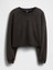 Kadın Koyu Gri Heavyweight Fransız Havlu Kumaş Logo Crop Sweatshirt 2
