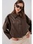 Kadın Bdart Suni Deri Fermuarlı Ceket Mocha Kahvesi 3