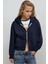 Kadın Büyük Boy Kapüşonlu Fermuarlı Örme Sweatshirt Gece Mavisi 1
