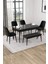 Nice Siyah Mermer Desen 80X132 Açılabilir Mdf Masa Yemek Odası Takımı, Mutfak Takımı 4 Adet Sandalye, 1 Bench 1