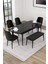 Nice Siyah Mermer Desen 80X132 Açılabilir Mdf Masa Yemek Odası Takımı, Mutfak Takımı 4 Adet Sandalye, 1 Bench 2