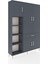 Arges Dolap 8 Raflı Tek Çekmeceli 5 Kapaklı 132X30X195 Antrasit-Antrasit/antrasit 2
