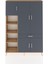 Arges Dolap 8 Raflı Tek Çekmeceli 5 Kapaklı 132X30X195 Çam-Antrasit/antrasit 1