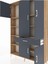 Arges Dolap 8 Raflı Tek Çekmeceli 5 Kapaklı 132X30X195 Çam-Antrasit/antrasit 4