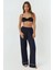 Kadın Gömlek Yakal Ekstra Yumuşak Rahat Kesim Uzun Kollu Pijama Takımı Lacivert 2