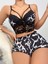 Lvsqvr Kadın Siyah Leopar Desenli Dantel Detaylı Şortlu Gecelik Pijama Takımı 5055 1