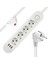 Akım Korumalı Priz, 4 Lü Priz,1.5 Metre Kablolu, 3 USB Li 3000W, 16 Amper, Kablo Üstünde Koruma Sigortalı, Çocuk Korumalı, Topraklı (Beyaz-4) 1
