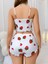 Lvsqvr Kadın Beyaz Çilek Desenli Şortlu Pijama Takımı 5053 2