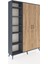 Arges Dolap 7 Raflı 2 Kapaklı Tek Askılı 132X30X195 Antrasit-Çam/antrasit 2