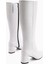 Velma Hakiki Deri Beyaz Topuklu Kadın Çizme 4