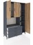 Hyperion Dolap 7 Raflı 3 Çekmeceli 3 Kapaklı 132X44X195 Antrasit-Çam/antrasit 5