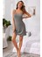 Kadın Gri Ip Askılı Penye Gecelik 4