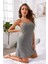 Kadın Gri Ip Askılı Penye Gecelik 5