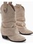 Peggy Bej Süet Kadın Topuklu Western Çizme 2