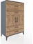 Hyperion Dolap Tek Raflı 4 Çekmeceli 2 Kapaklı 88X44X134 Antrasit-Çam 2