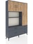 Arges Dolap 7 Raflı 5 Çekmeceli 3 Kapaklı 132X30X195 Antrasit-Çam/antrasit 2