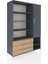Hyperion Dolap 9 Raflı 3 Çekmeceli Tek Kapaklı 132X44X195 Antrasit-Antrasit/çam 2