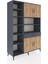 Hyperion Dolap 10 Raflı Tek Çekmeceli 4 Kapaklı 132X44X195 Antrasit-Çam/antrasit 2