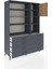 Hyperion Dolap 8 Raflı 8 Çekmeceli Tek Kapaklı 132X44X195 Antrasit-Çam/antrasit 5