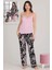 Lady Çiçek Baskılı Viskon Kumaş Kısa Kollu Gömlekli ve Askılı 3 Lü Pijama Takımı 2