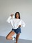 2 Iplik Yumuşak Dokulu Bisiklet Yaka Oversize Kalıp Sweatshirt 3