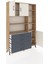 Arges Dolap 9 Raflı 4 Çekmeceli 3 Kapaklı 132X30X195 Çam-Aytaşı/antrasit 5