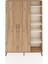 Arges Dolap 7 Raflı 2 Kapaklı Tek Askılı 132X30X195 Çam-Çam/aytaşı 1