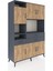 Hyperion Dolap 9 Raflı 3 Çekmeceli 6 Kapaklı 132X44X195 Antrasit-Çam/antrasit 2
