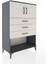 Hyperion Dolap Tek Raflı 3 Çekmeceli 2 Kapaklı 88X44X134 Antrasit-Aytaşı 2
