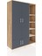 Hyperion Dolap 6 Raflı 4 Kapaklı Tek Askılı 132X44X195 Çam-Antrasit/aytaşı 2
