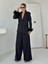 Siyah Kol Ucu Tüylü Ceket Pantolon Takım 3