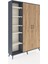 Arges Dolap 7 Raflı 2 Kapaklı Tek Askılı 132X30X195 Antrasit-Çam/aytaşı 2