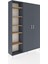 Arges Dolap 7 Raflı 2 Kapaklı Tek Askılı 132X30X195 Antrasit-Antrasit/çam 2