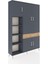 Arges Dolap 8 Raflı Tek Çekmeceli 5 Kapaklı 132X30X195 Antrasit-Antrasit/çam 2