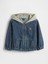 Erkek Bebek Mavi Denim Çizgili Kapüşonlu Ceket 1