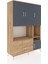 Hyperion Dolap 7 Raflı 2 Çekmeceli 4 Kapaklı 132X44X195 Çam-Antrasit/çam 2