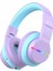 LED Işıklı Güvenli Ses Sınırlı 85 Saat Oynatma Süreli Çocuk Kulaklığı Lila Mavi 1