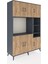 Hyperion Dolap 10 Raflı 6 Kapaklı 132X44X195 Antrasit-Çam/antrasit 2
