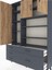 Arges Dolap 9 Raflı 5 Çekmeceli 3 Kapaklı 132X30X195 Antrasit-Çam/antrasit 4