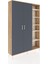 Arges Dolap 7 Raflı 2 Kapaklı Tek Askılı 132X30X195 Çam-Antrasit/aytaşı 2