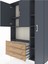 Arges Dolap 7 Raflı 3 Çekmeceli 3 Kapaklı 132X30X195 Antrasit-Antrasit/çam 4