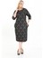 Çift Cepli Desenli Esnek Kışlık Büyük Beden Midi Elbise 16C-2723 2