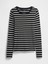 Kadın Siyah Modern Stripe Crewneck T-Shirt 2