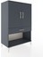 Hyperion Dolap 2 Raflı Tek Çekmeceli 2 Kapaklı 88X44X134 Antrasit-Antrasit 2