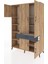 Hyperion Dolap 8 Raflı Tek Çekmeceli 5 Kapaklı 132X44X195 Çam-Çam/antrasit 3