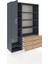 Hyperion Dolap 9 Raflı 3 Çekmeceli Tek Kapaklı 132X44X195 Antrasit-Antrasit/çam 5