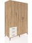 Kronos Dolap 6 Raflı 3 Çekmeceli Tek Askılı 132X59X195 Çam-Çam/aytaşı 2
