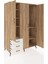 Kronos Dolap 6 Raflı 3 Çekmeceli Tek Askılı 132X59X195 Çam-Çam/aytaşı 5